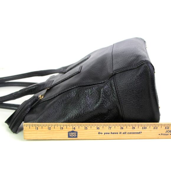 LARGE kate spade NY BLACK REAL LEATHER LOGO SATCHEL SHOULDER BAG HANDBAG PURSE - Picture 10 of 15